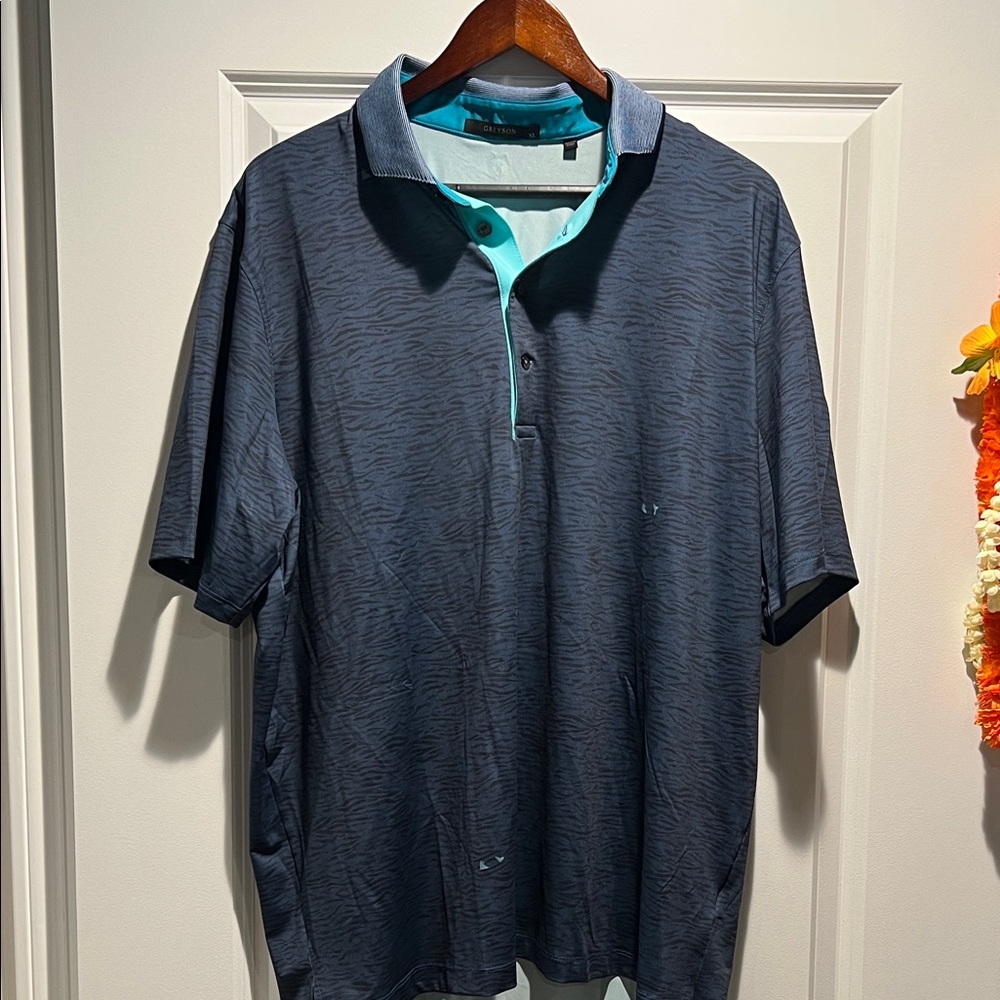 Greyson Dark Blue Polo Shirt with Teal Accents
